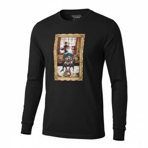 NWOT Marvel Disney Deadpool Club Merc Family Portrait Long Sleeve Black Tee L